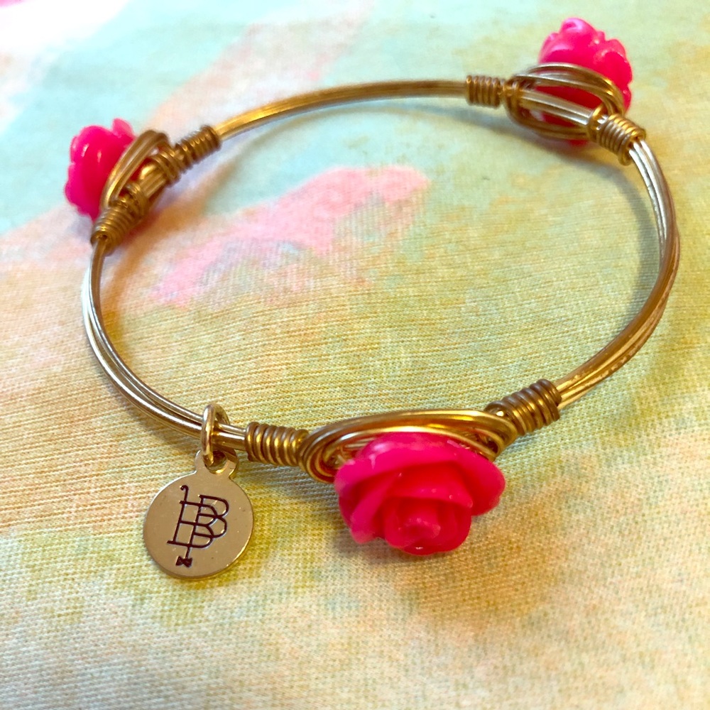 Bourbon & Boweties Pink Flower Bangle
